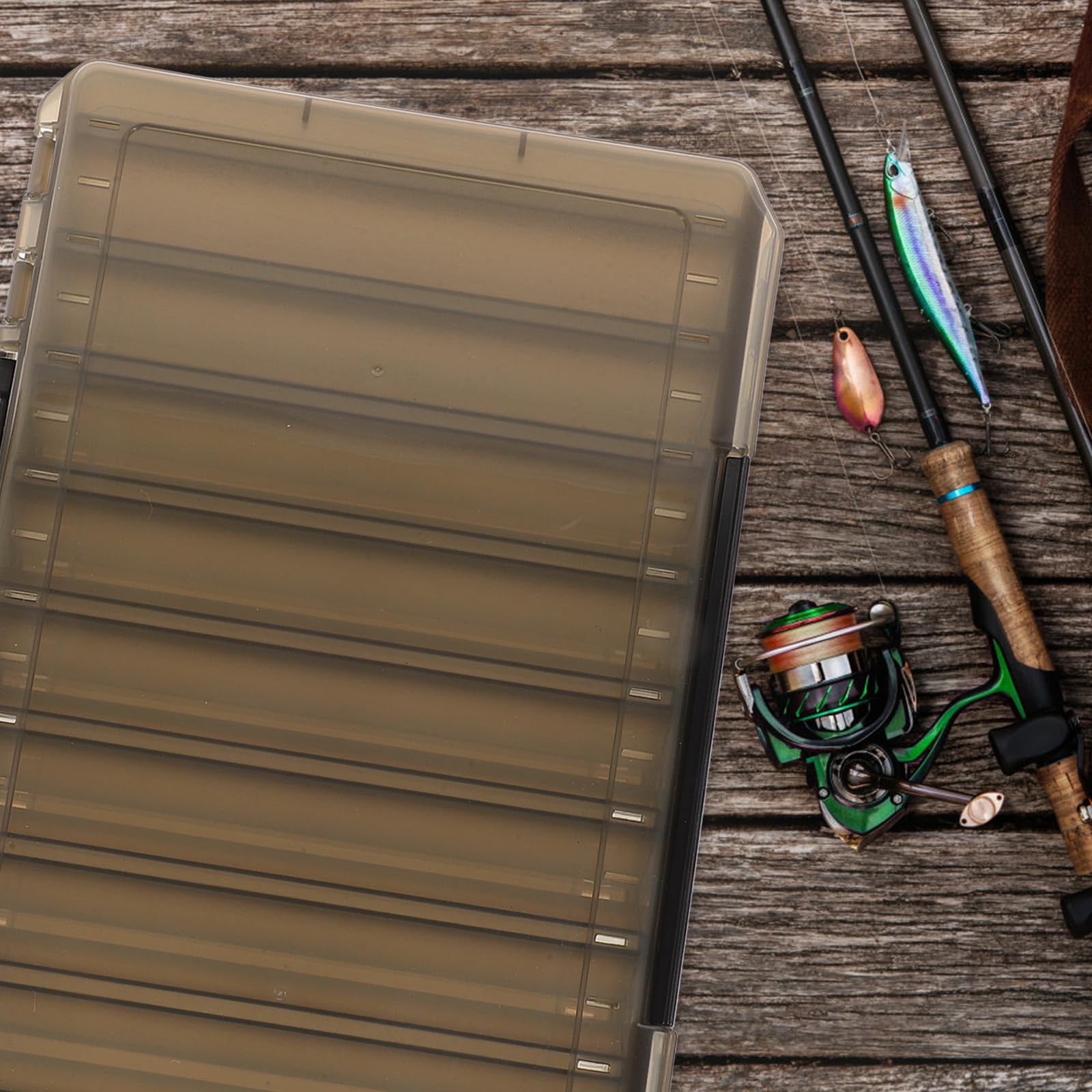 TOYANDONA Cassetta degli Attrezzi da Pesca Maniglia Organizer Portatile Scomparti Variabili Contenitore per Accessori da Pesca in Barca