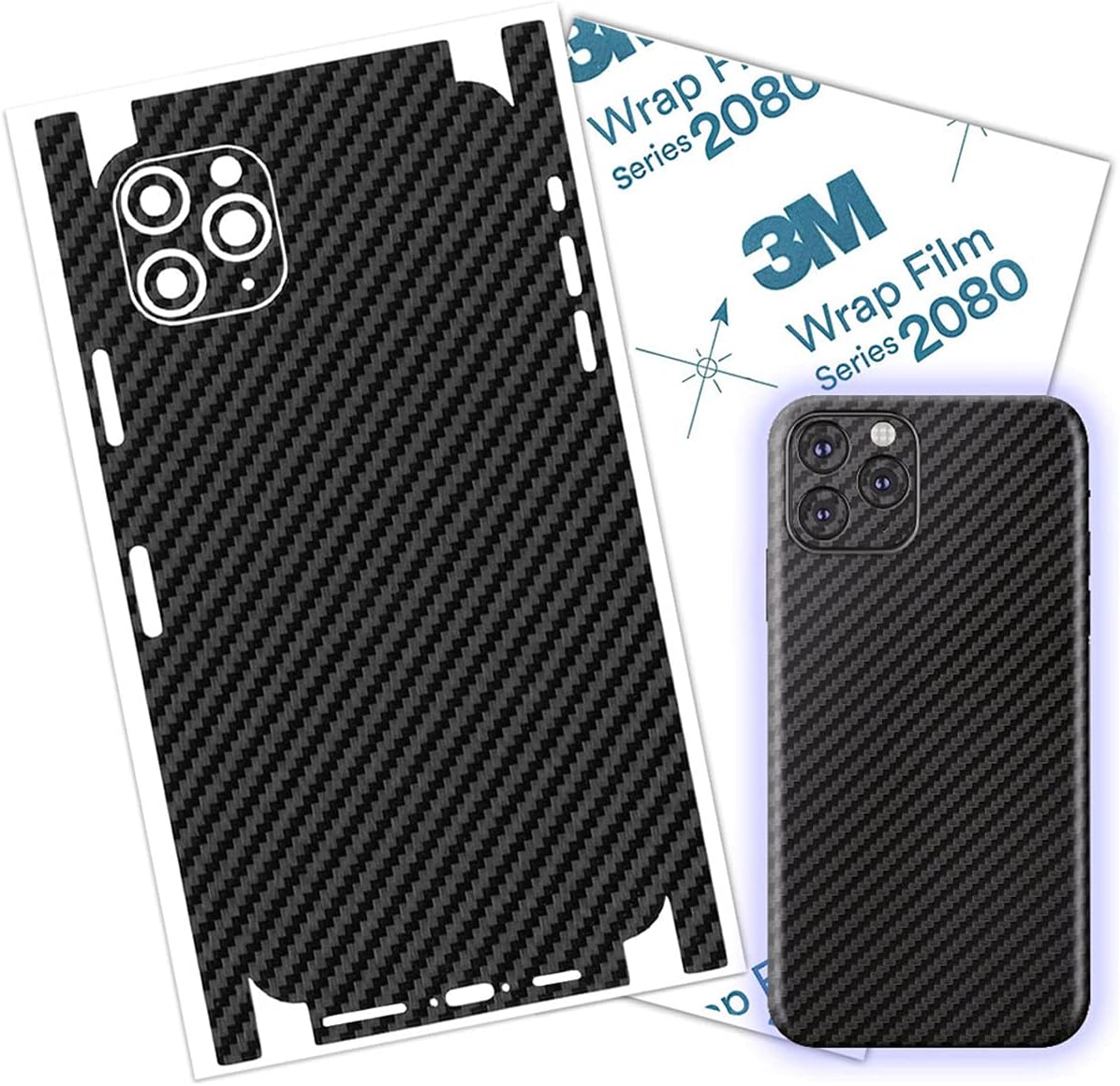 iPhone 11 Pro Max Skin Wrap 3M Film Protective for Sides and Back Sticker (Carbon Fiber)