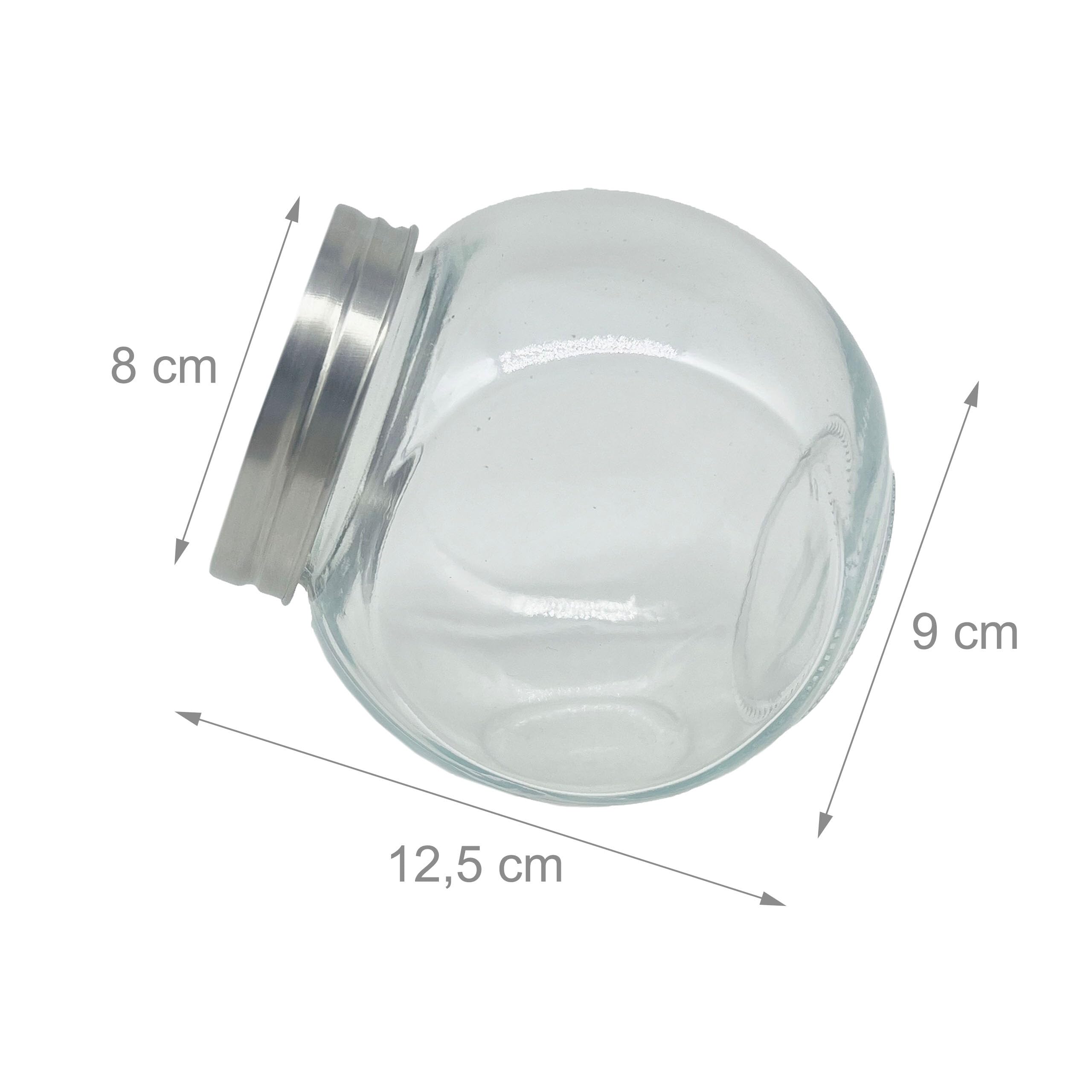 Relaxdays Tarros para Caramelos Set 5x650 ml, Dulces, Candy Bar, Tapa Inoxidable, Transparente/Plateado 12.5x11.5x8.5 cm