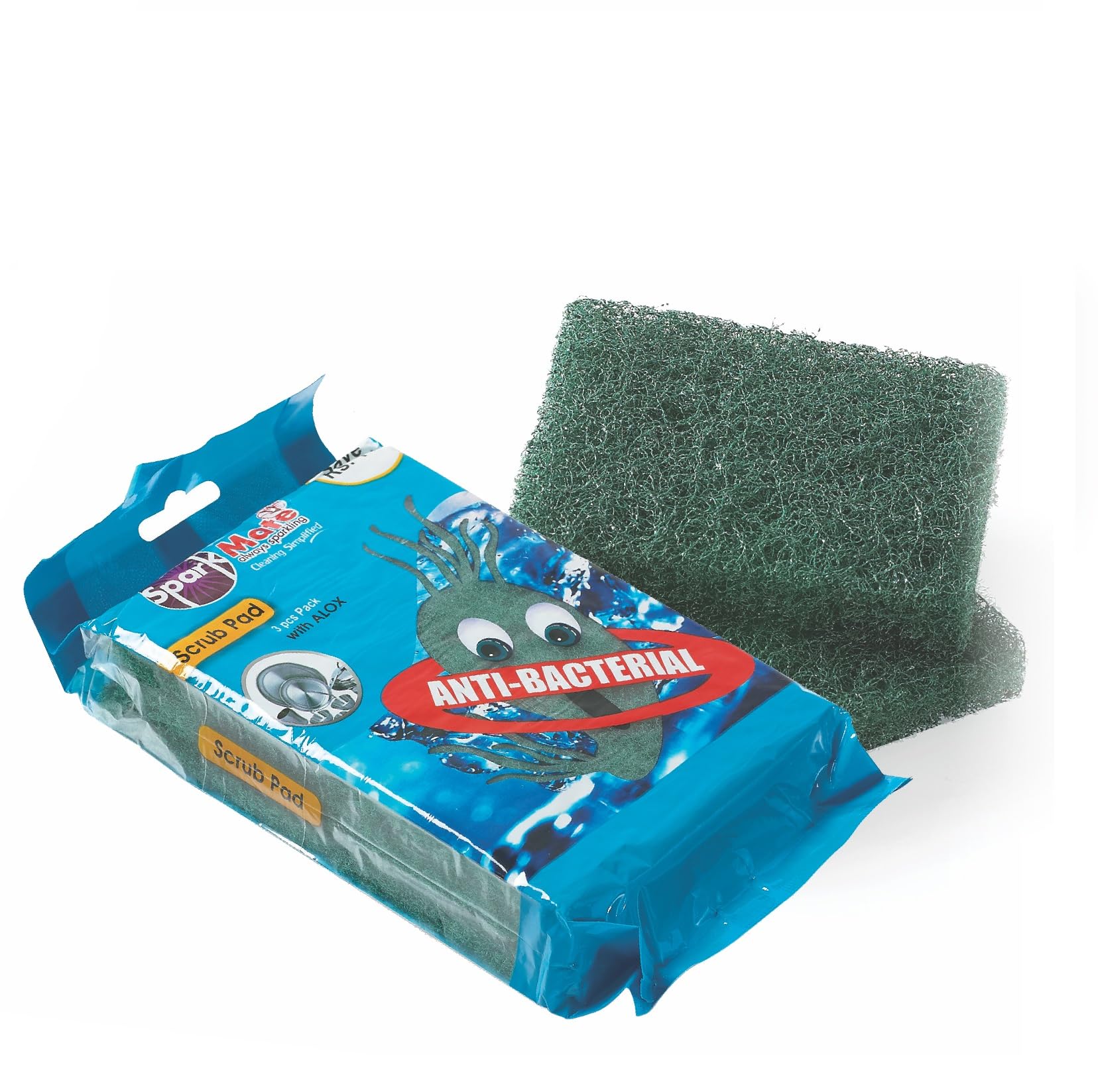 Sparkmate By Crystal Scrub Pad with Alox, Set of 3, 7.5cm X 10cm