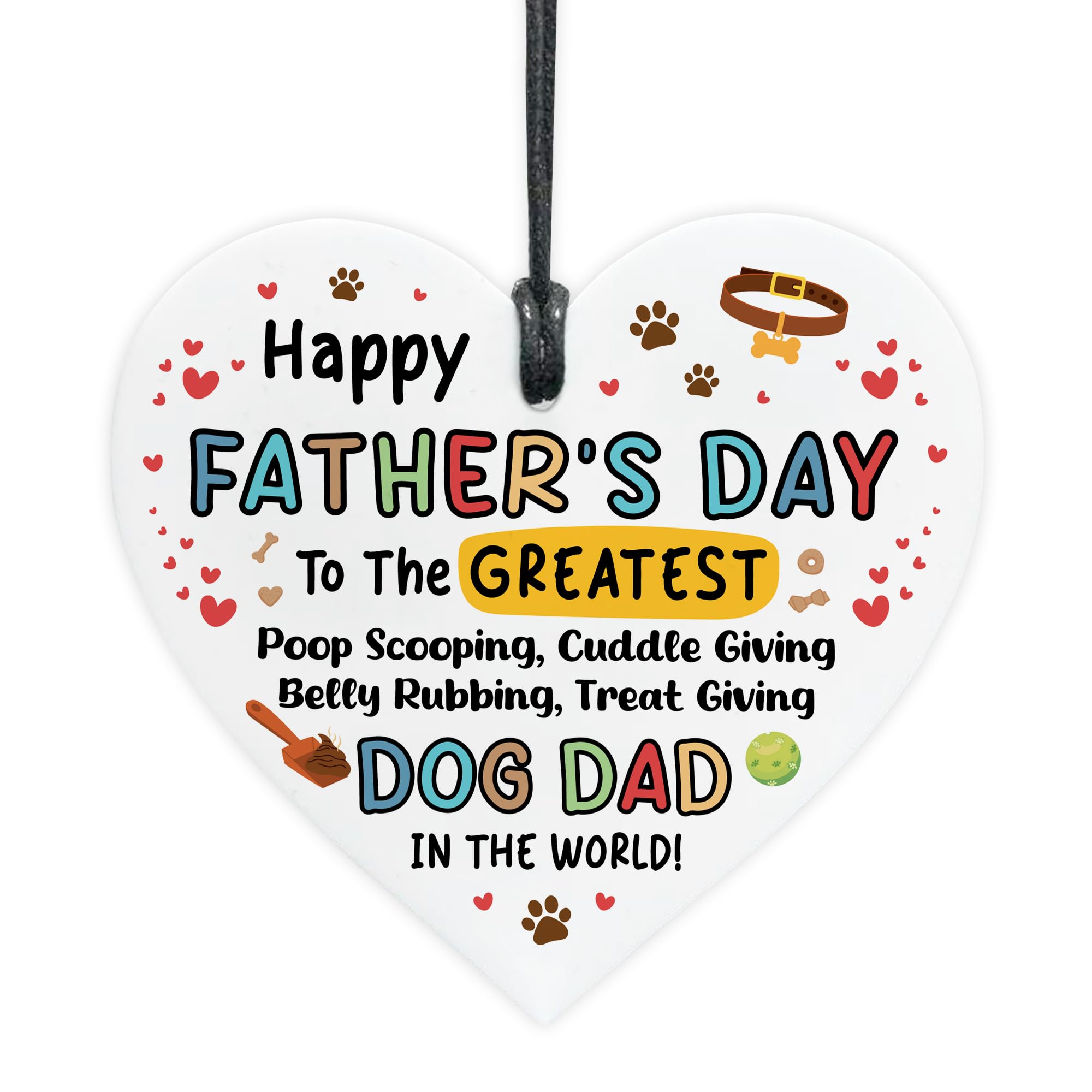 Red Ocean Fathers Day Gift For Greatest Dog Dad Funny Gift For Dad Hanging Acrylic Heart Thank You From The Dog Joke Him Puppy Owner Keepsake