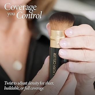 LAURA GELLER NEW YORK (Airbrush Kabuki) - Retractable Airbrush Kabuki Brush for All Face Makeup & Foundation for Liquid, Cream and Powder Face Makeup With Aluminium Handle