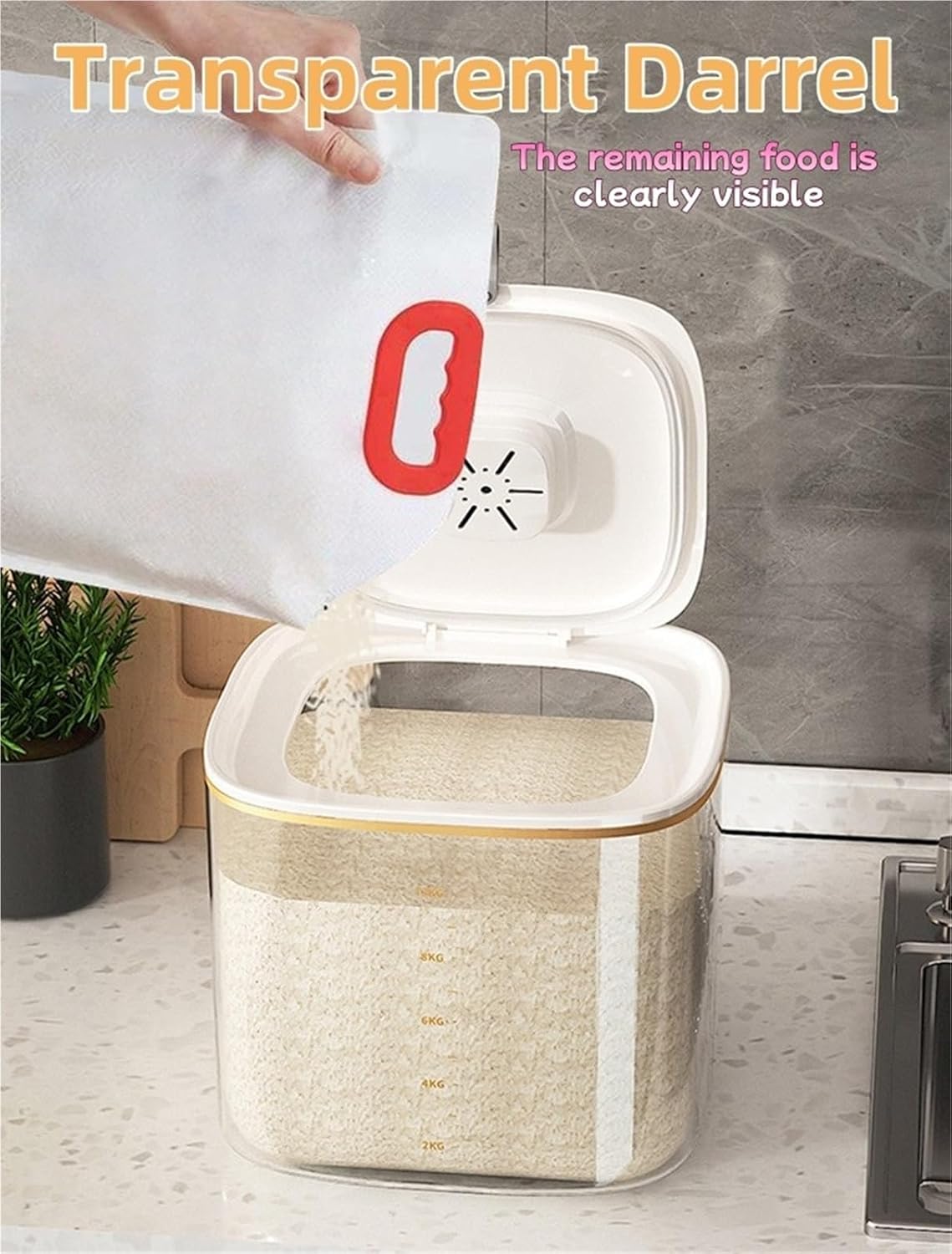 Wcxixo Dog Food Storage Container, 5kg Cat Food Container Jar with Airtight Plastic Lid, Pet Food Bin of Dog Cat Bird and Other Small Animal Food,Resistant Cereal Organizer Dispenser