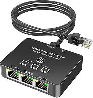 KiWiBiRD multiprise ethernet, hub ethernet rj45, repartiteur Cable ethernet rj45 Splitter répartiteur Switch 3 Ports 1000Mbps pour Cat 8 7 6 5 Compatible avec routeur PC Ordinateur Mac PS5 PS4 TV Box