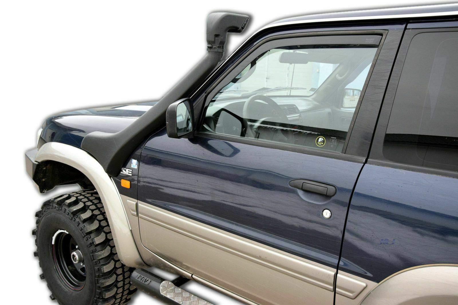 J&J AUTOMOTIVE Deflettori d'Aria per Nissan Patrol Y61 3-Porte 1997-2005, Set da 2 Pezzi, Nero Fumé Oscurato Heko
