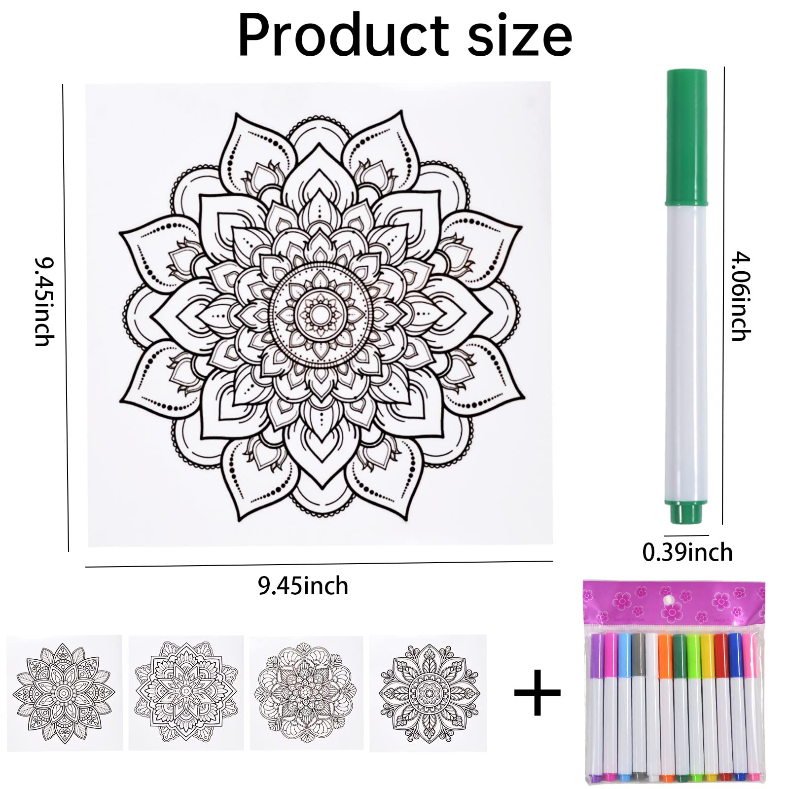 DIY Window Art Craft Kit for Kids Ages 5-10, Stained Glass Mandala Window Clings and Markers, 5PCS Doodleable Suncatchers Stickers with 12PCS Pens, Girls & Boys Birthday Gift for 6-12 Year Old