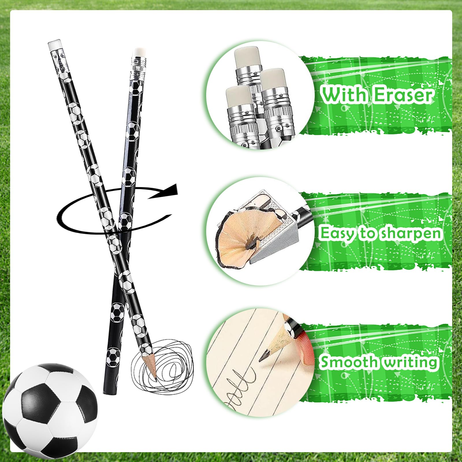 Ylinwtech 12 Pezzi Matite Calcio,12 Pezzi Flipper di Calcio,Cancelleria A Tema Calcio,Flipper di Calcio Set di Cancelleria, Gadget Compleanno Bambini Calcio per Feste e Compiti a Casa Regalo