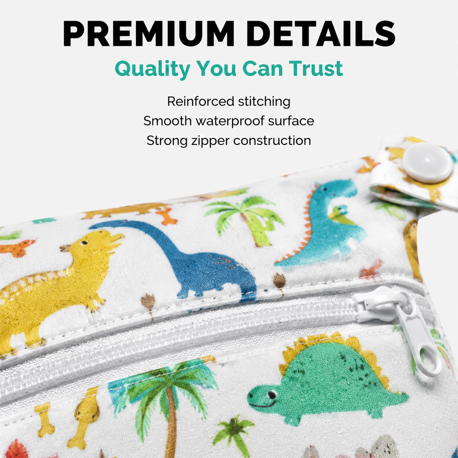 Set da 3 Wetbags con Dinosauri, Borse Impermeabili per Pannolini e Articoli bagnati per Bambini e Asilo, wetbag Portatile con Motivo Dolce di Dinosauri