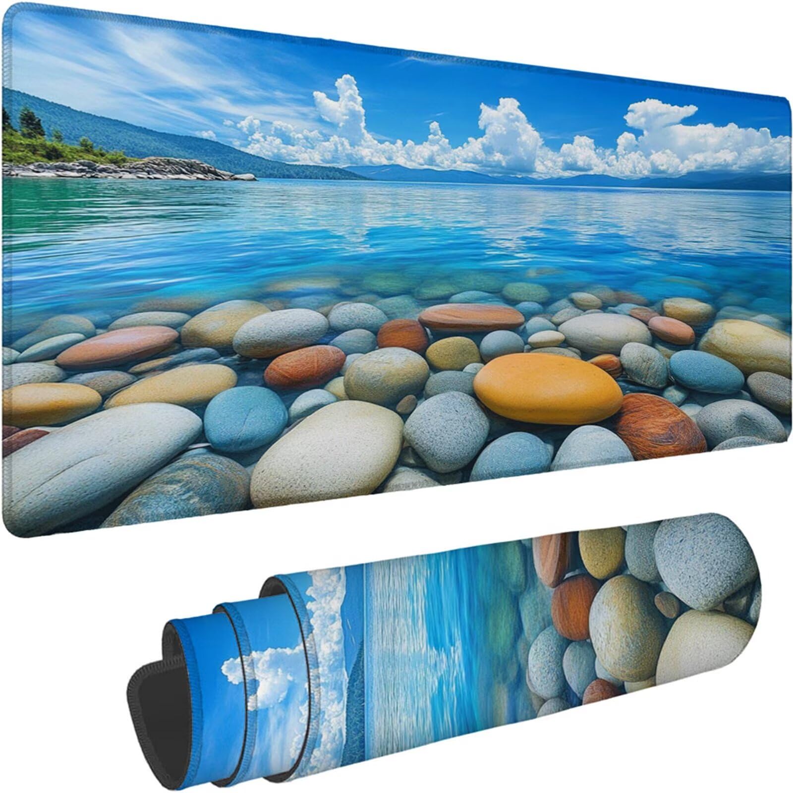 Gamingowa podkładka pod mysz 1200 x 600 x 3 mm, XXL, wodoszczelna, odporna na ścieranie, z przyszytymi krawędziami, niebieska, podkładka na biurko, poprawia prędkość i precyzję, pod laptopa, komputer