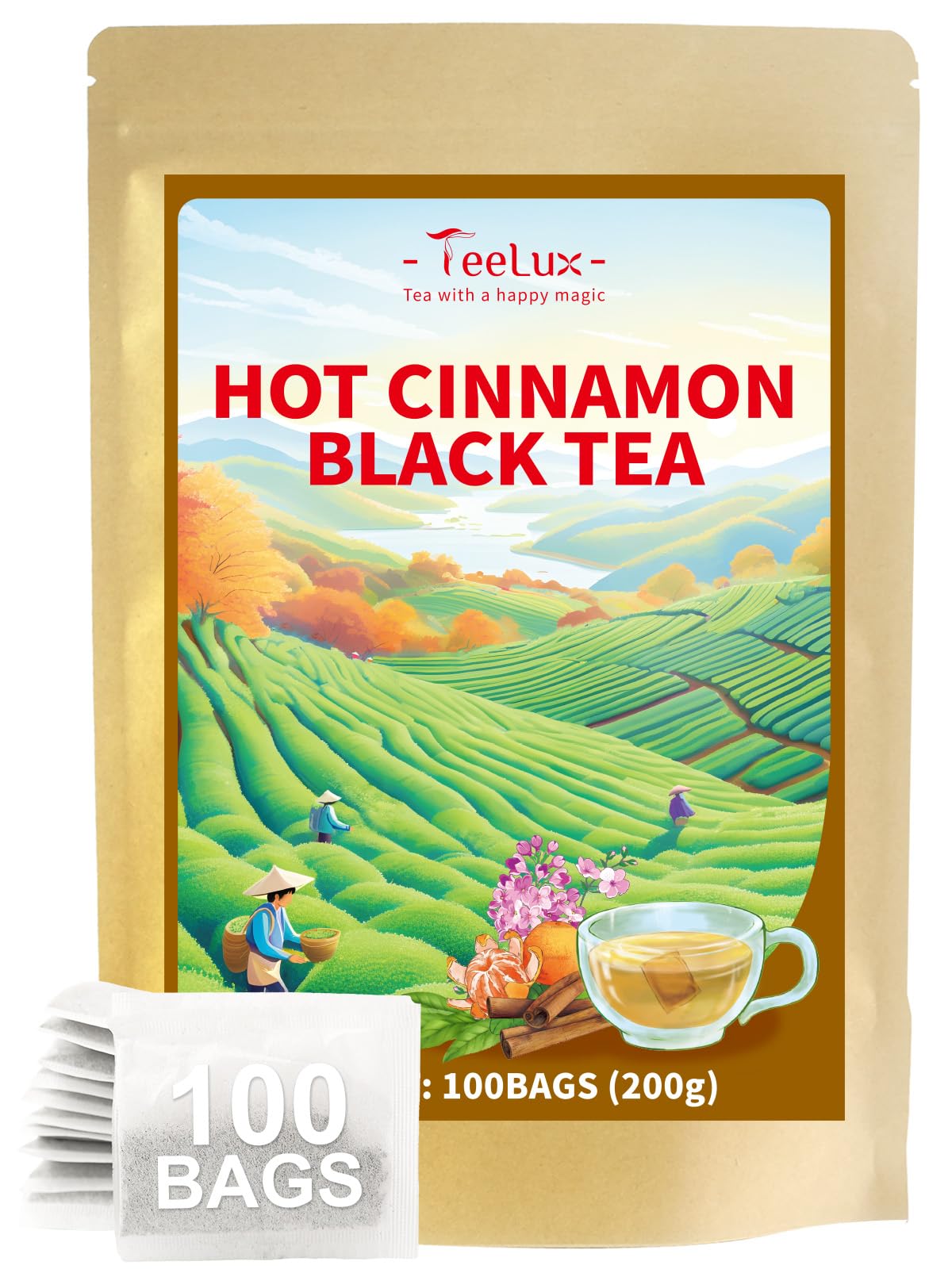 Amazon.com : TeeLux Hot Cinnamon Black Tea, Black Tea with