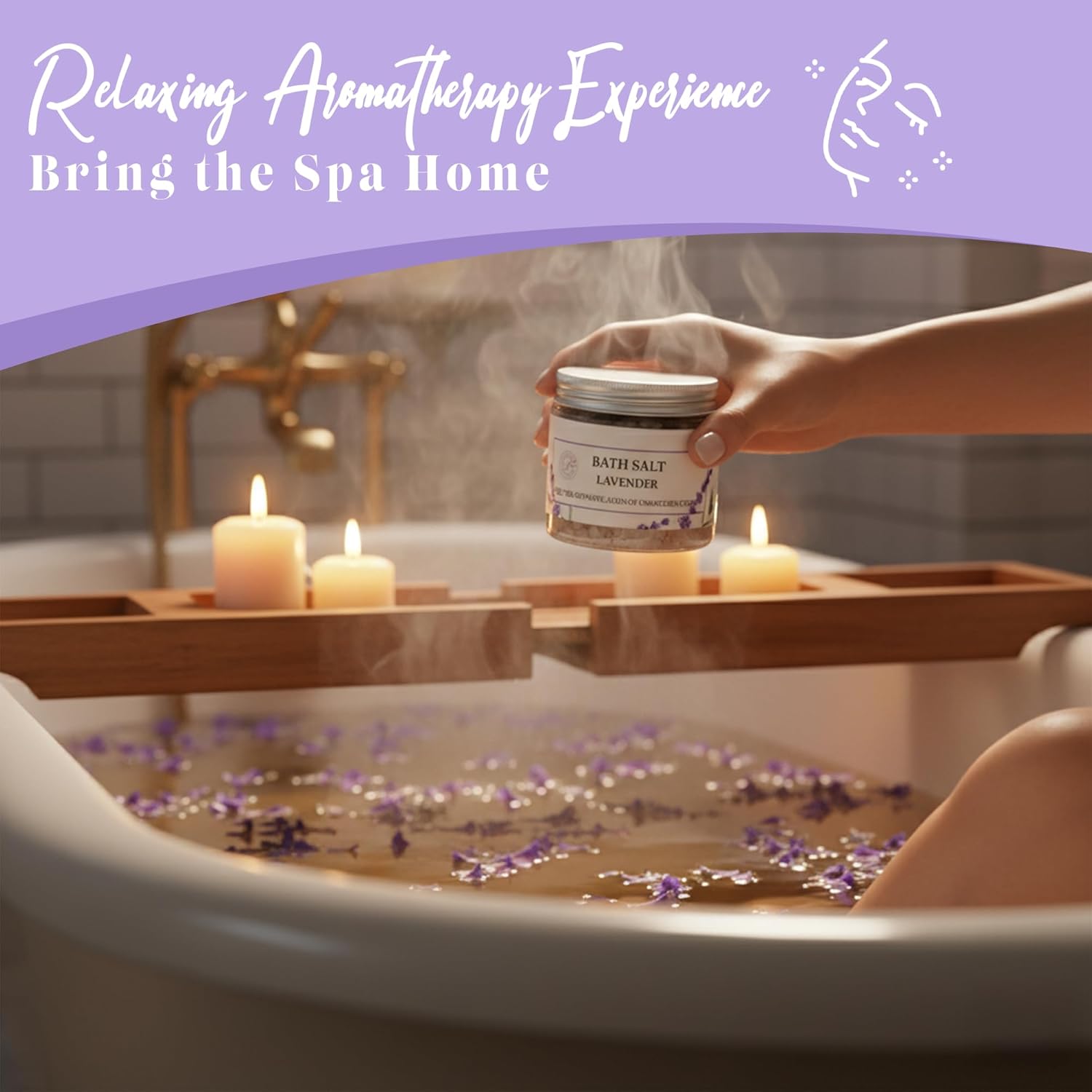 Himalayan Bath Salt with Lavender Petals, Essential Oil & Epsom Salt– 170g Gift Pack – Relaxing Aromatherapy Soak, Detox & Wellness Spa Salt - Image 5