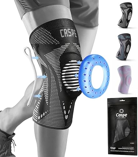 Miniatura 11 de Caspe 1 paquete de rodillera de compresión para mujeres y hombres – Soporte de alivio del dolor con almohadillas de gel para rótula