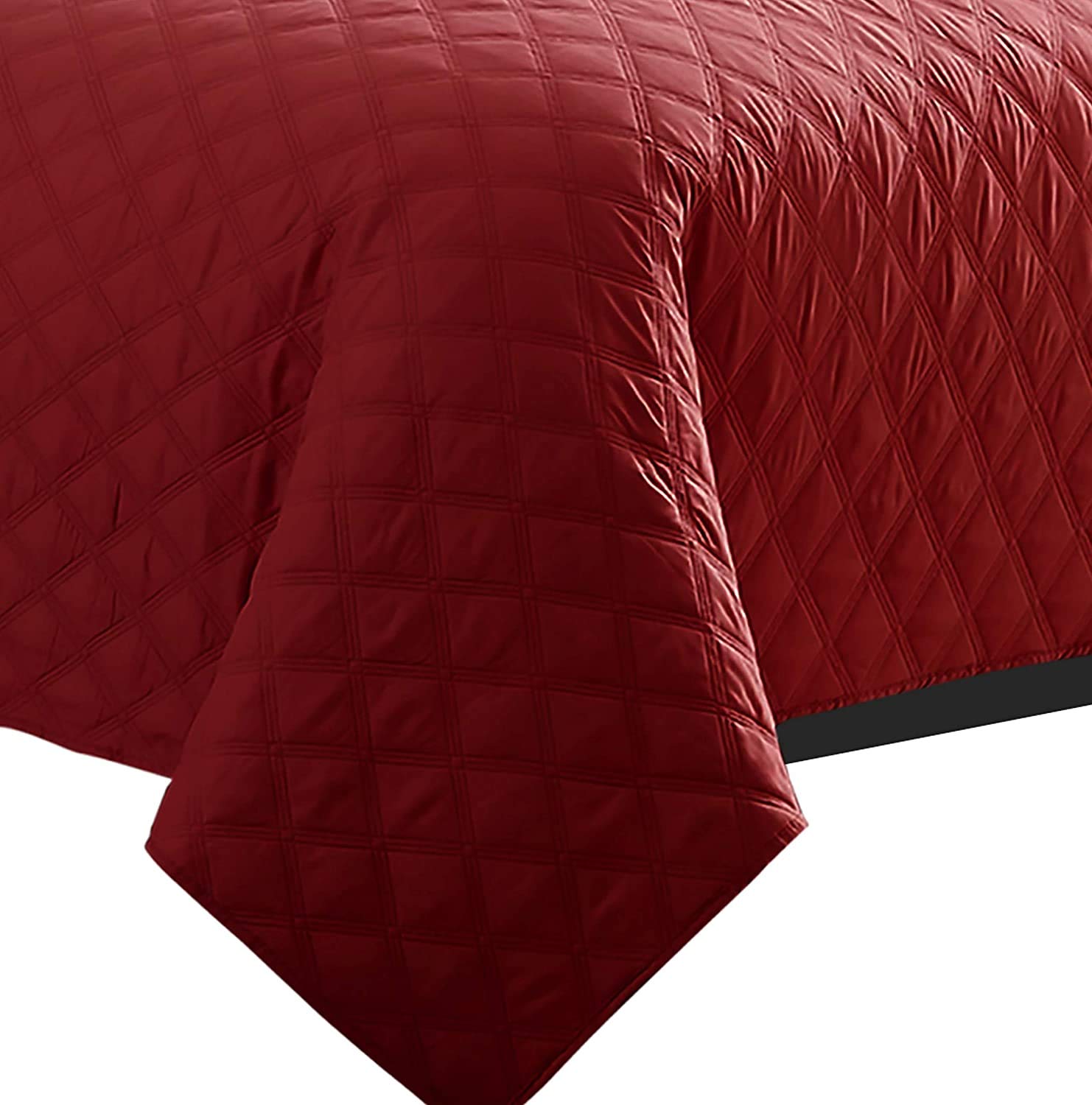 B&B Parure de lit réversible matelassée avec 1 taie d'oreiller - Motif en relief - Rouge