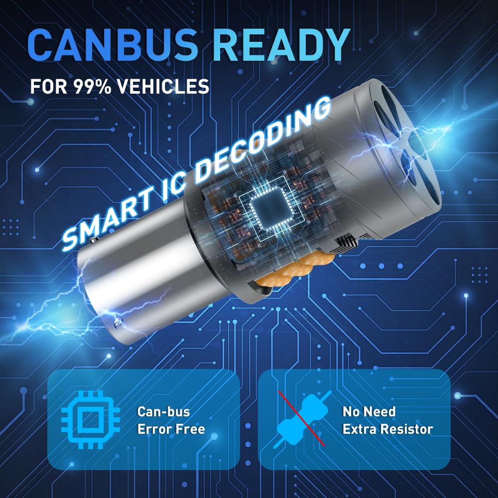 1156 BAU15S Lampadina LED con Ventola, Senza Errori CANBUS Anti Hyper Flash 600% di Luminosità 3000LM 28W Ambra 7507 1141 PY21W LED per Indicatori di Direzione Anteriori e Posteriori-3 PZ