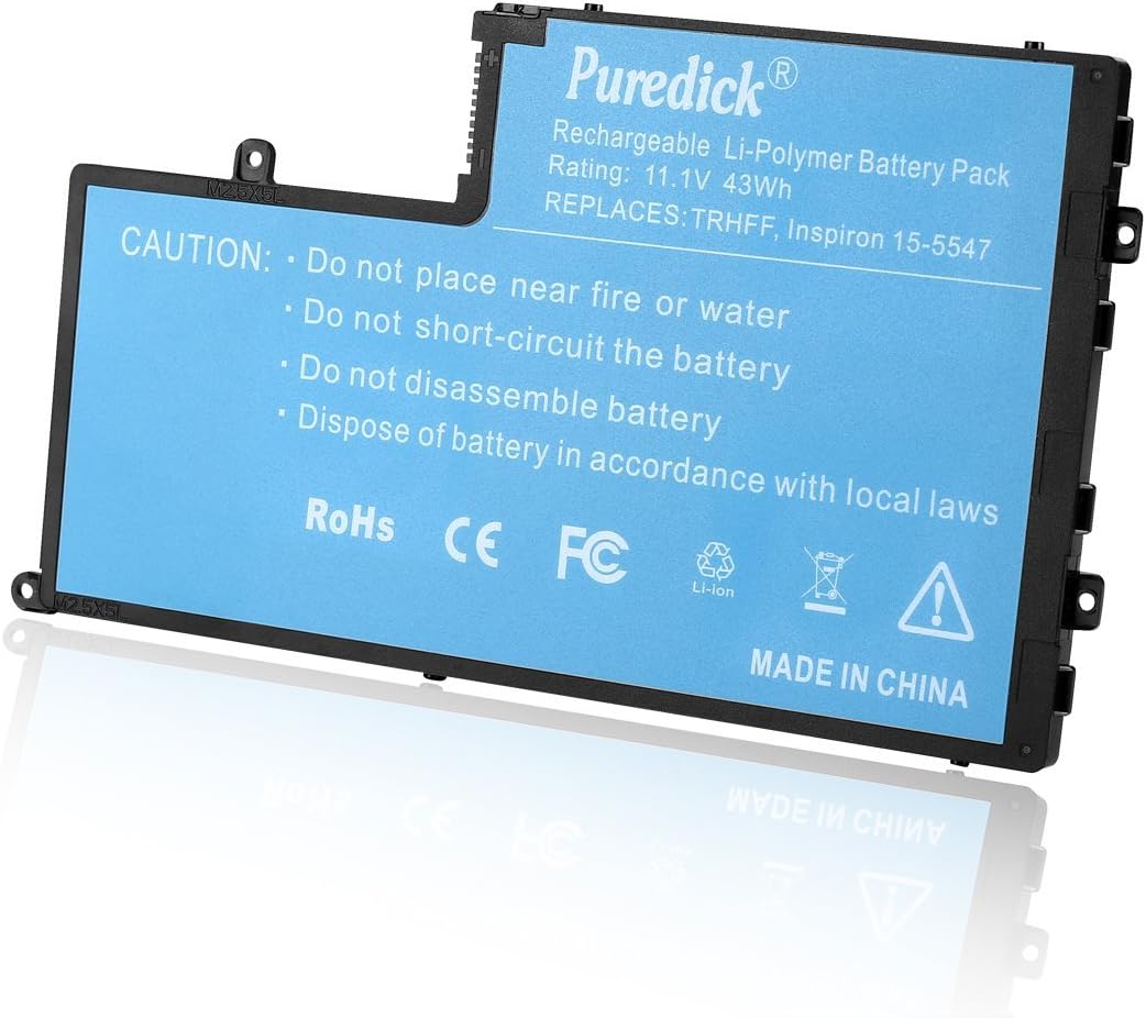 Puredick New Replacement Laptop Battery for Dell Inspiron 15-5547 Series, TRHFF, 1V2F6, 01V2F Laptop Battery -12 Months Warranty[Li-ion 3-cell 11.1V 43Wh]