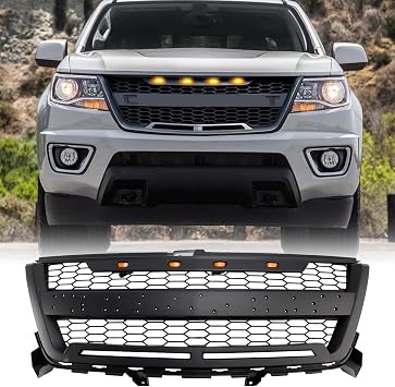 Front Grille Compatible with 2016 2017 2018 2019 2020 Colorado, Replacement Front Grille with LED Lights and Black Letters