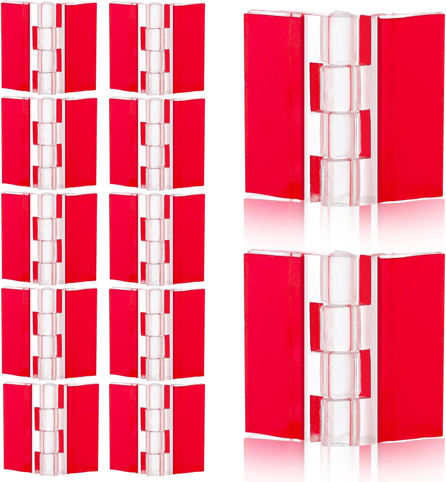 12 Pcs Plastic Acrylic Hinges - Self Adhesive Clear Small Hinges for Cabinet Aquarium Lid Furniture Display Stand, 35x30mm