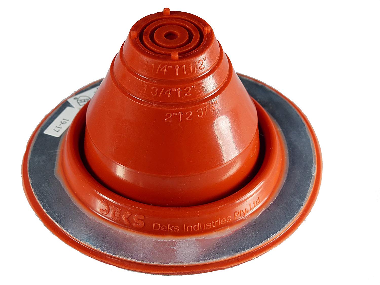 DEKSDektite 1 Red Silicone Metal Roof Pipe Flashing, High Temp, Round Base, Pipe OD 1/4" to 2-1/2"
