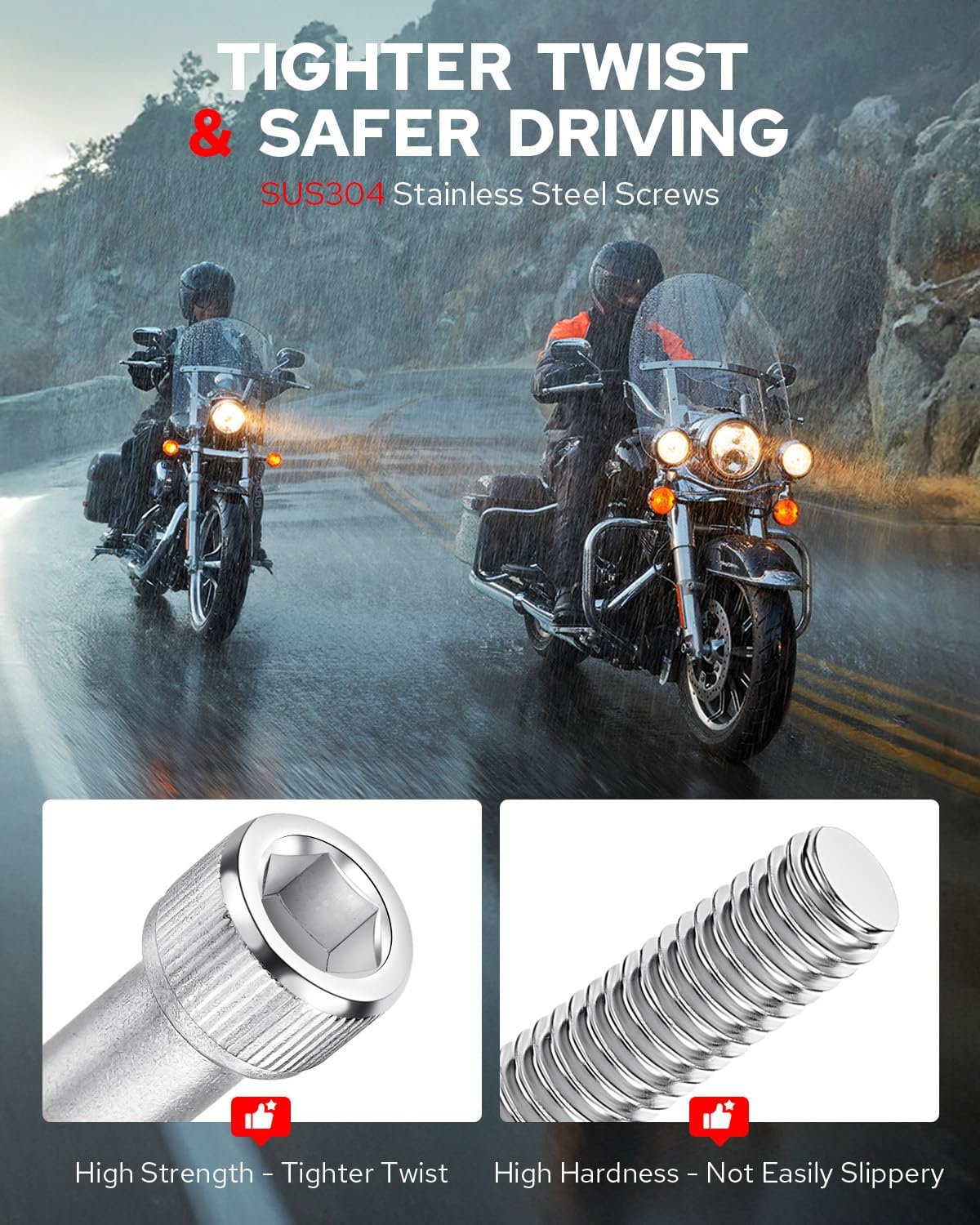 Benlari 0.75inch &1.25inch Driver Floorboard Extensions, Floorboard Spacer Extender Compatible for Harley Touring Street Glide Road Glide Electra Glide Road King 2009-2024, FL Trikes 2009-2013, Chrome