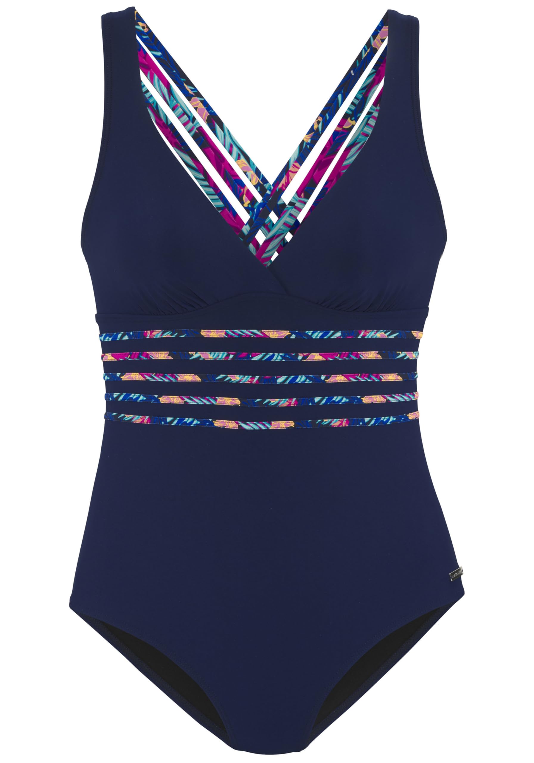 LASCANA Exotic Badeanzug – Navy, Unifarben, Größe 46, Cup D