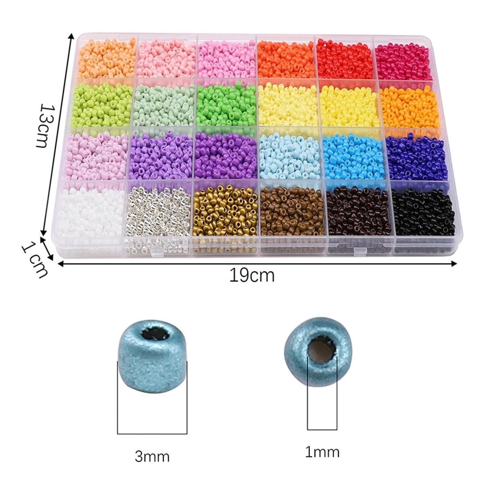 Kit de boîte perles riz, environ 5 200 pièces, 24 grilles