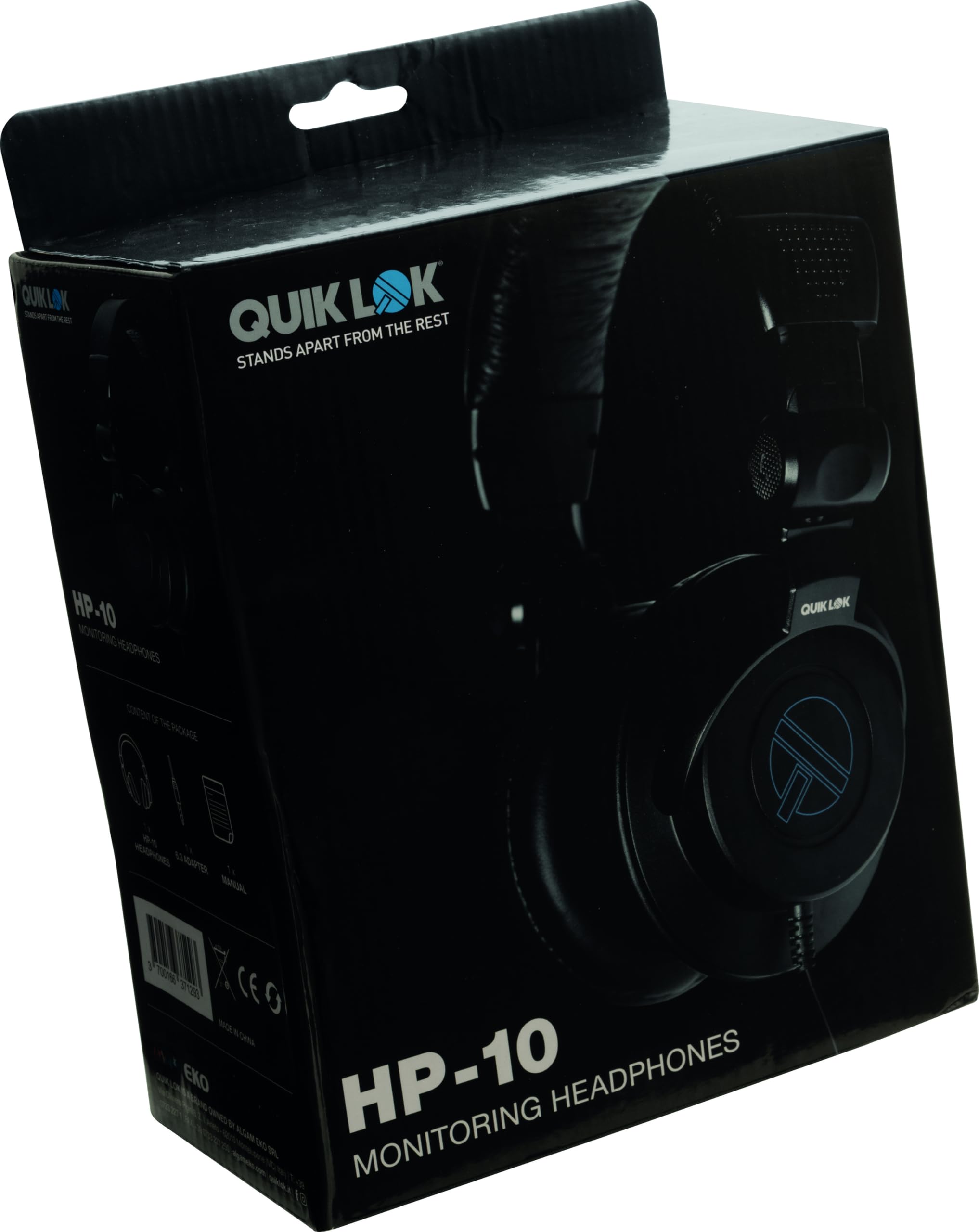 QUIK LOK - HP-10 Casque 32 Ohm circum-aural fermé, 50 mm, avec adaptateur jack 6,3 mm inclus, idéal pour l’enregistrement à domicile, le monitoring et les écoutes prolongées