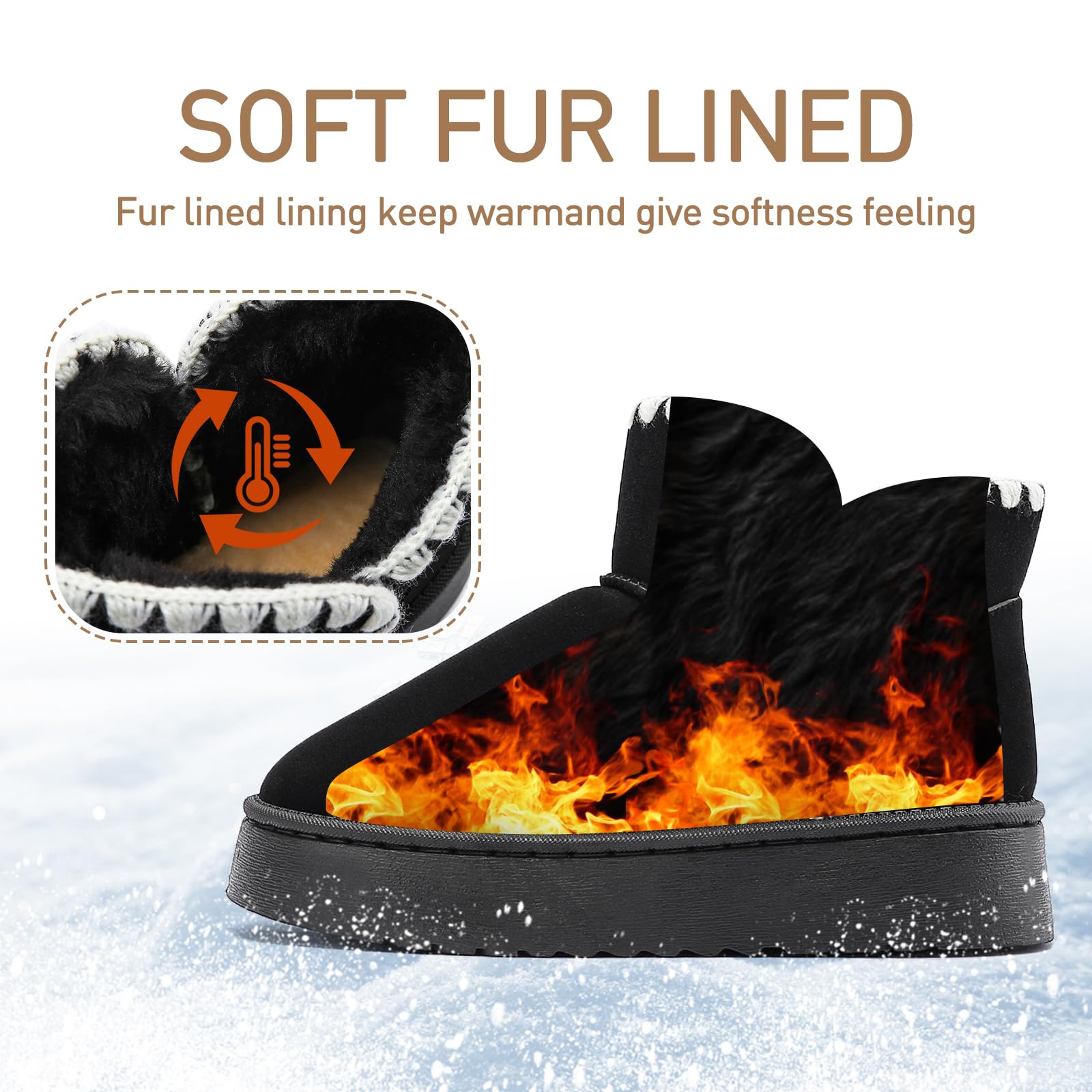 Jifenkla Stivali da Neve Donna,Design in pizzo a onde alla moda,Foderato Caldo Stivaletti invernali,Antiscivolo Impermeabili suola in gomma,Leggerie Comode Pelliccia Breve Scarpe,Outdoor