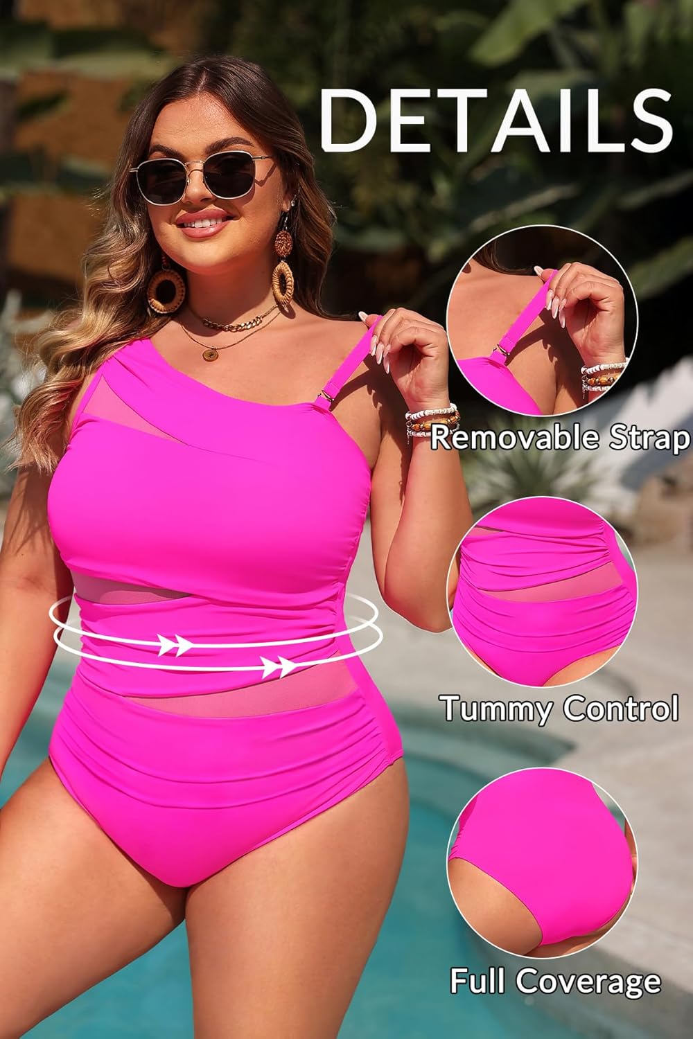 Aqua Eve Plus Size One Piece Swimsuit for Women Tummy Control Bathing Suits One Shoulder Swimwear - Image 4