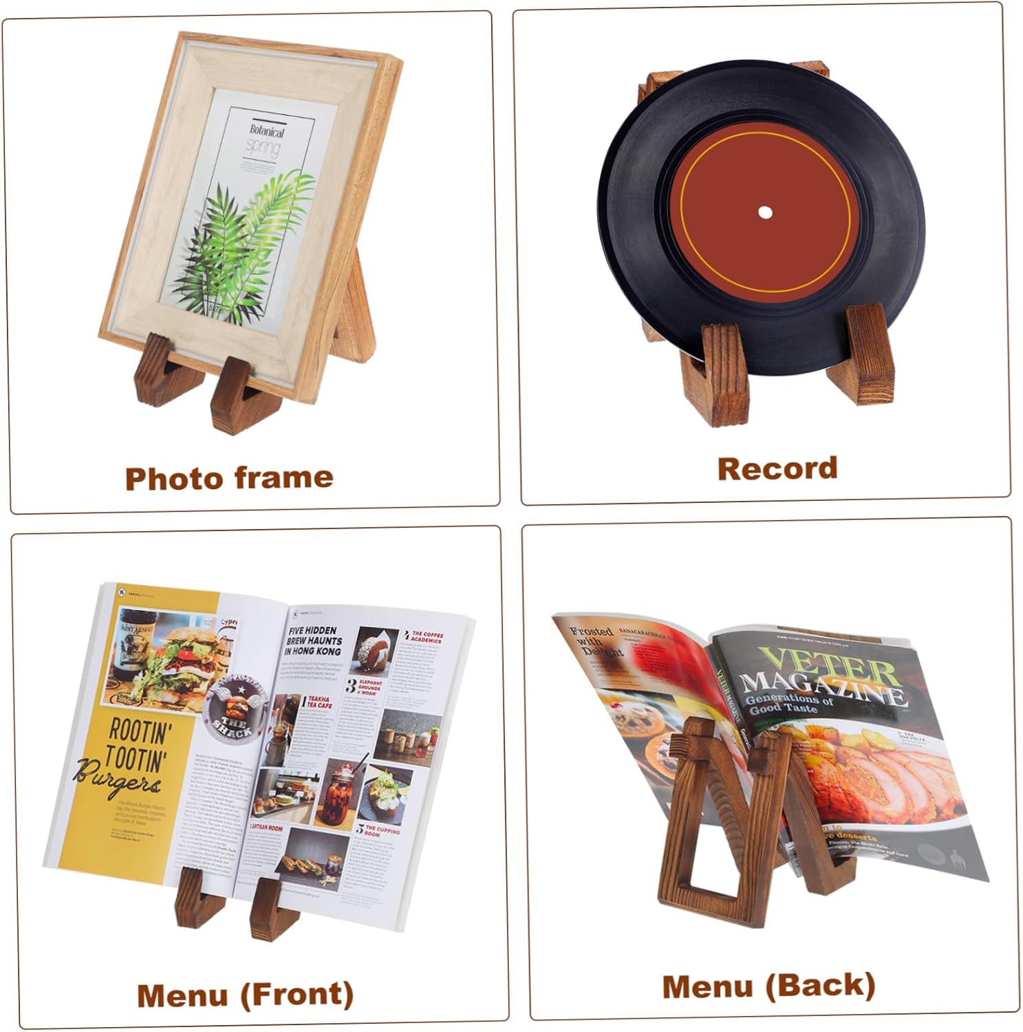 PRETYZOOM 2pcs Sturdy Wooden Book Holder Stands for Display Plate Holders Magazine Stand Easy to Use