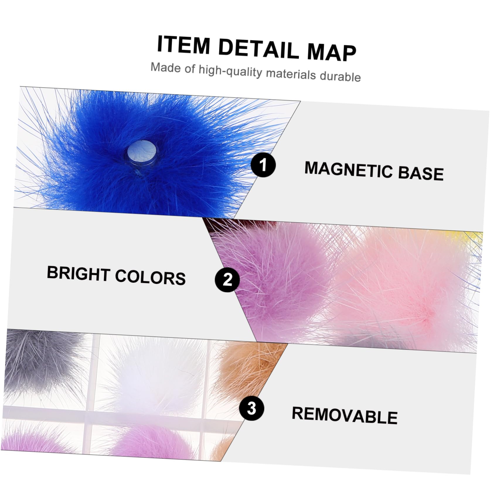 FRCOLOR 72pièces Décoration Ongles Accessoires De Manucure Boules Fluffy Détaillables Pour Créations Artistiques De Nail Art