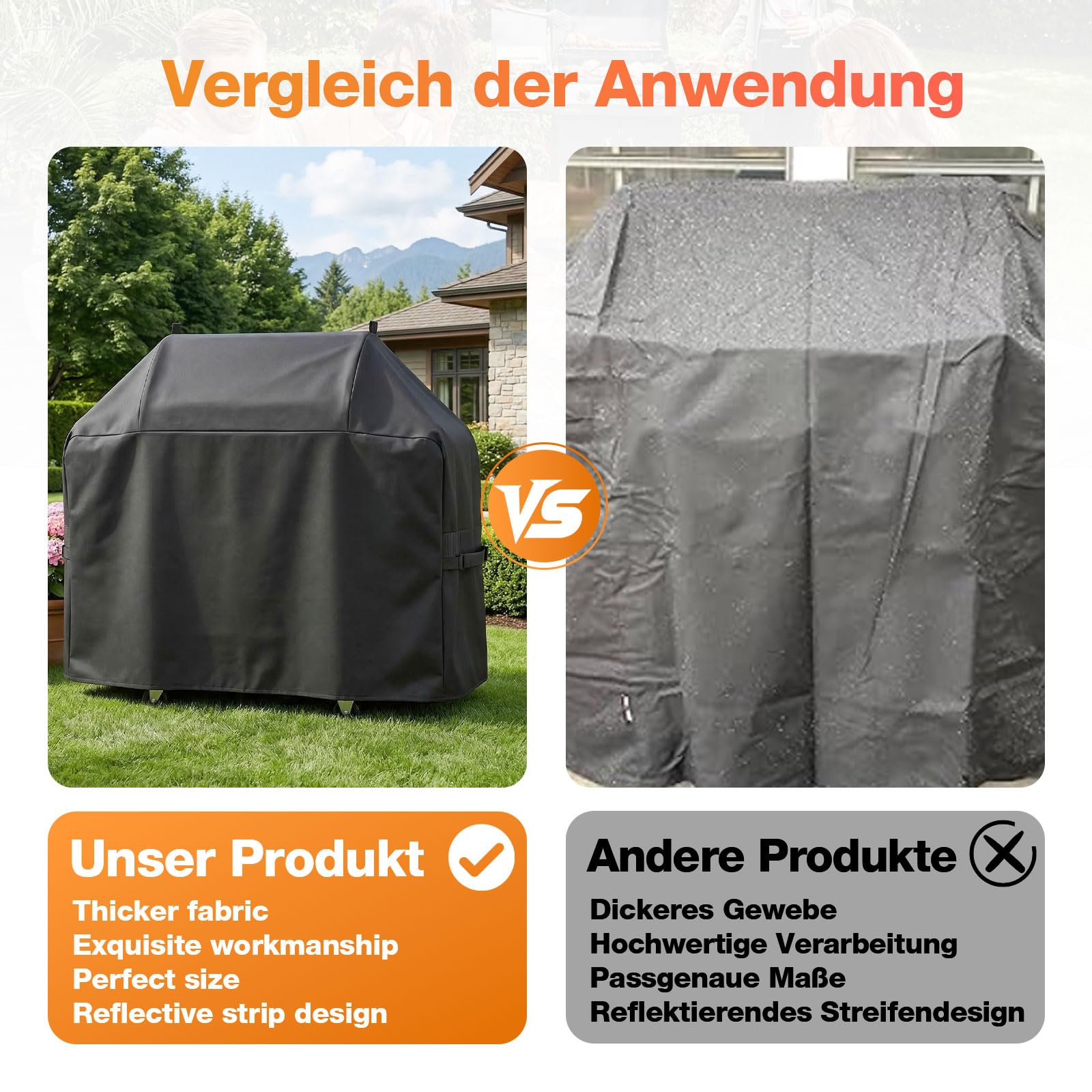 Copertura per barbecue 600D adatta per Napoleon Rogue 425/525 61427/61527, 155 x 64 x 125 cm, copertura di ricambio impermeabile e resistente ai raggi UV, antistrappo, per esterni, colore nero