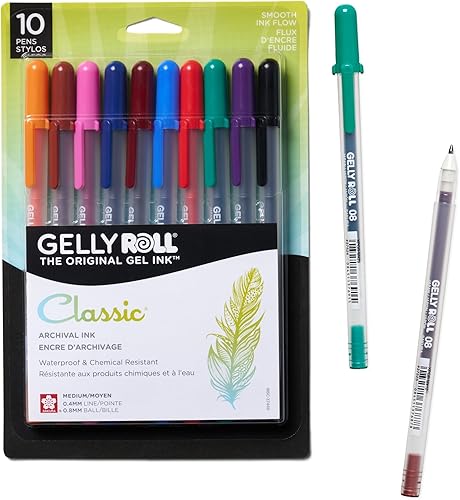 SAKURA Gelly Roll Classic, Medium Point, Multicolor, 10-Pack