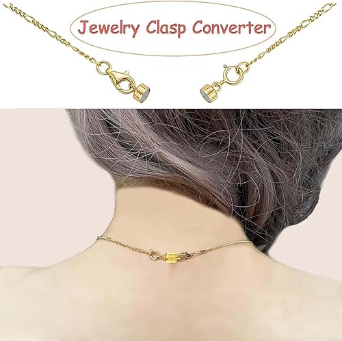 Miniatura 6 de OHINGLT cierres y broches magnéticos para collares de plata de ley 925, convertidor de cierre magnético de oro y plata para suministros de