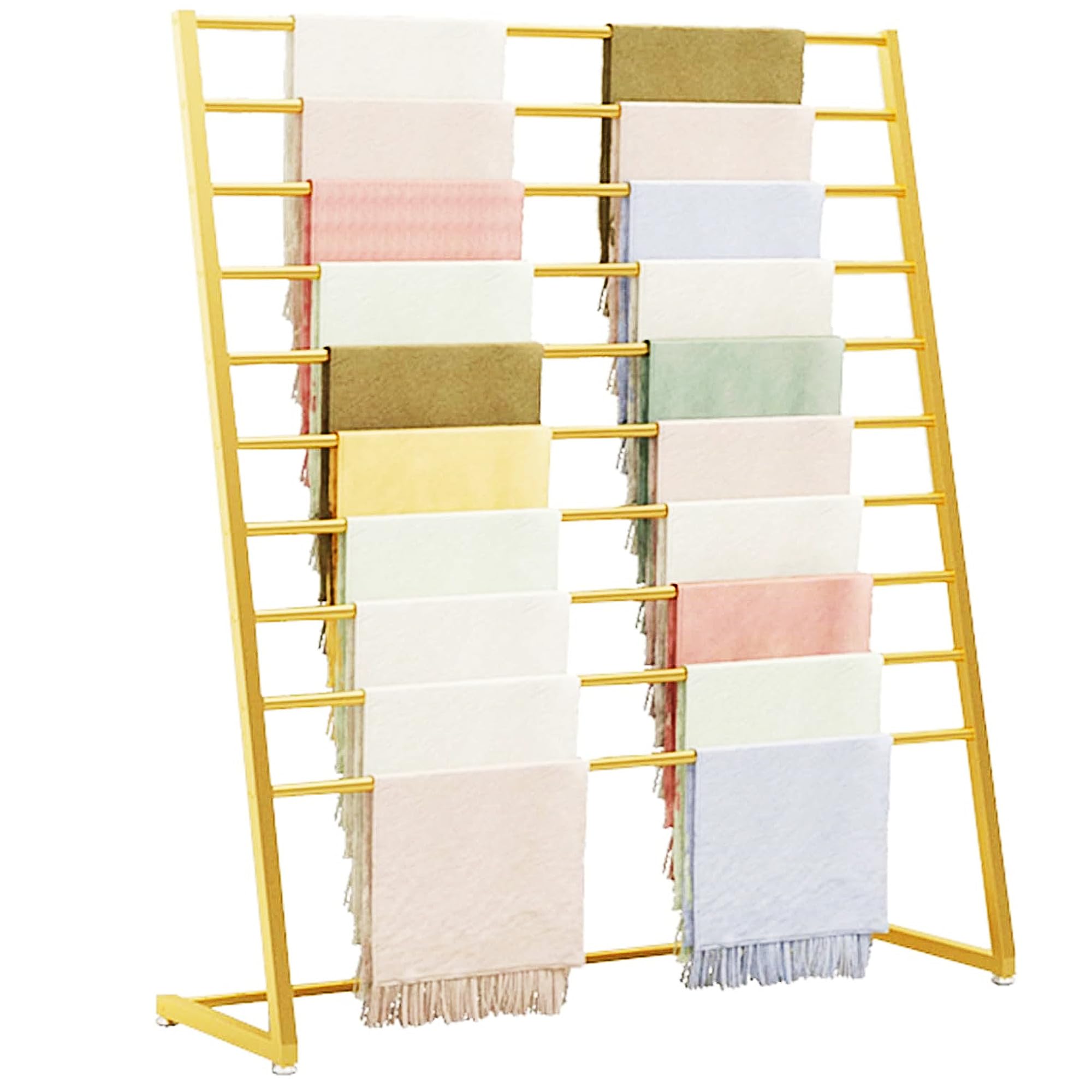 Estante de pie para bufandas, organizador de ropa de metal de 10 niveles para chal, cinturón, pantalones y corbatas, solución de almacenamiento para organización de prendas