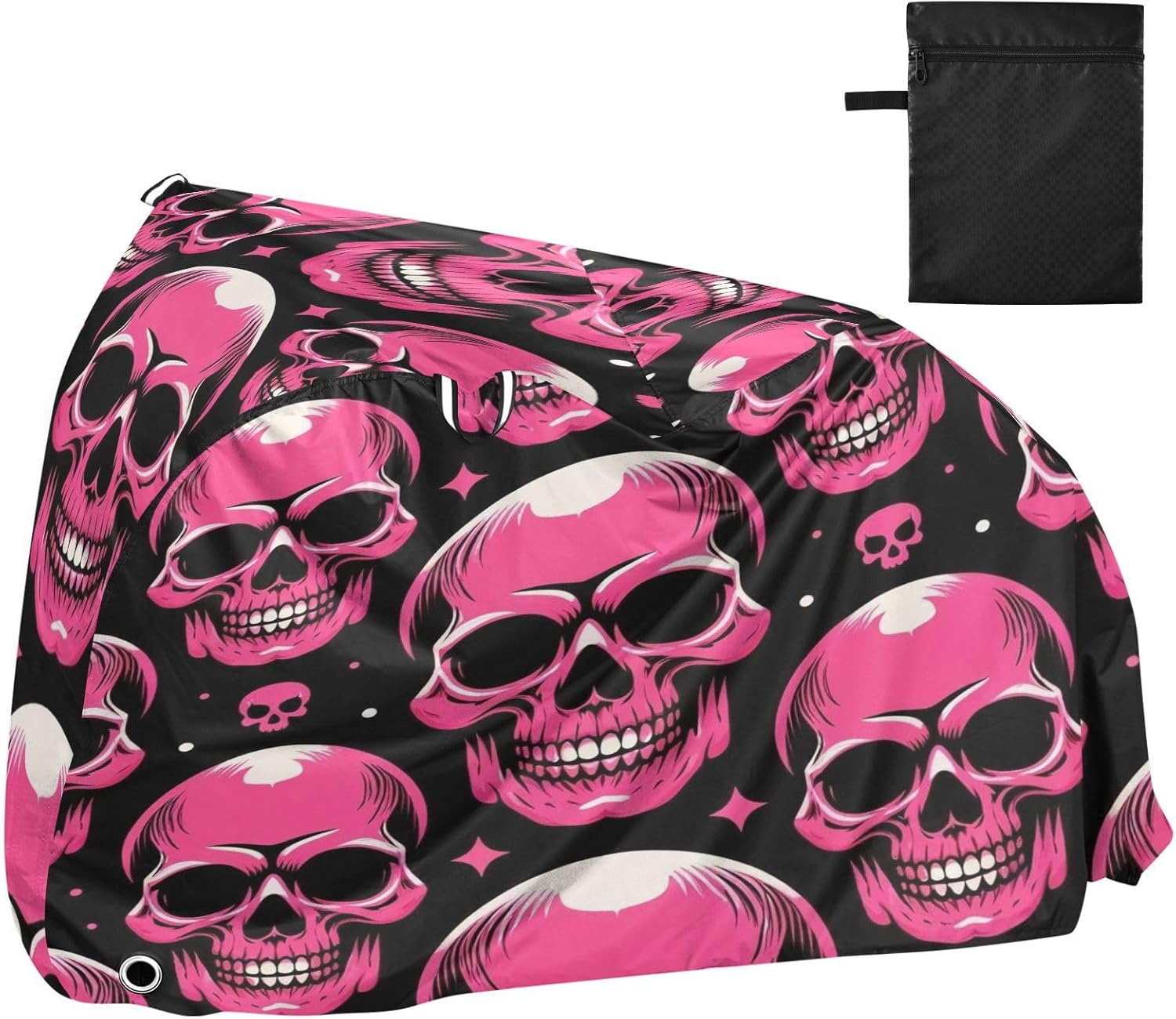 ALAZA Pink Skull Stars & Polka Dots Bike Cover Waterproof Outdoor Ebike Bicycle Covers Tarp Protection for 1/2 Bikes, Sun UV Dust Wind Proof