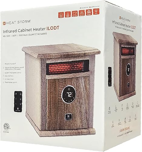 Miniatura 10 de Heat Storm - Calentador eléctrico de espacios, portátil, 1500 watts, calentador de gabinete de elemento de cuarzo infrarrojo con termostato digital,