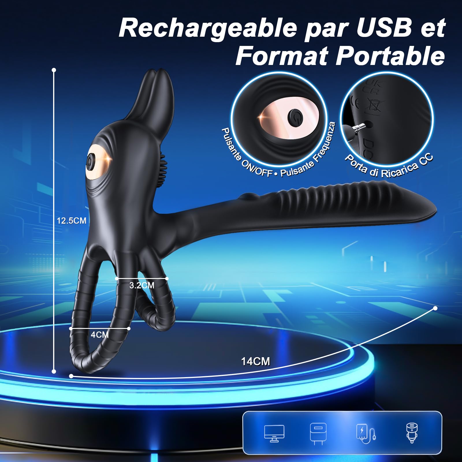 Anello Vibrante per Lei e Lui Sex Toys,4 in 1 Doppio Anello per Pene da Uomo Sexytoysys Uomo Coppia 10Modalità Vibratore con Telecomando Stimolatore per Clitoride Cockring Vibratori Anelli Pene Uomini