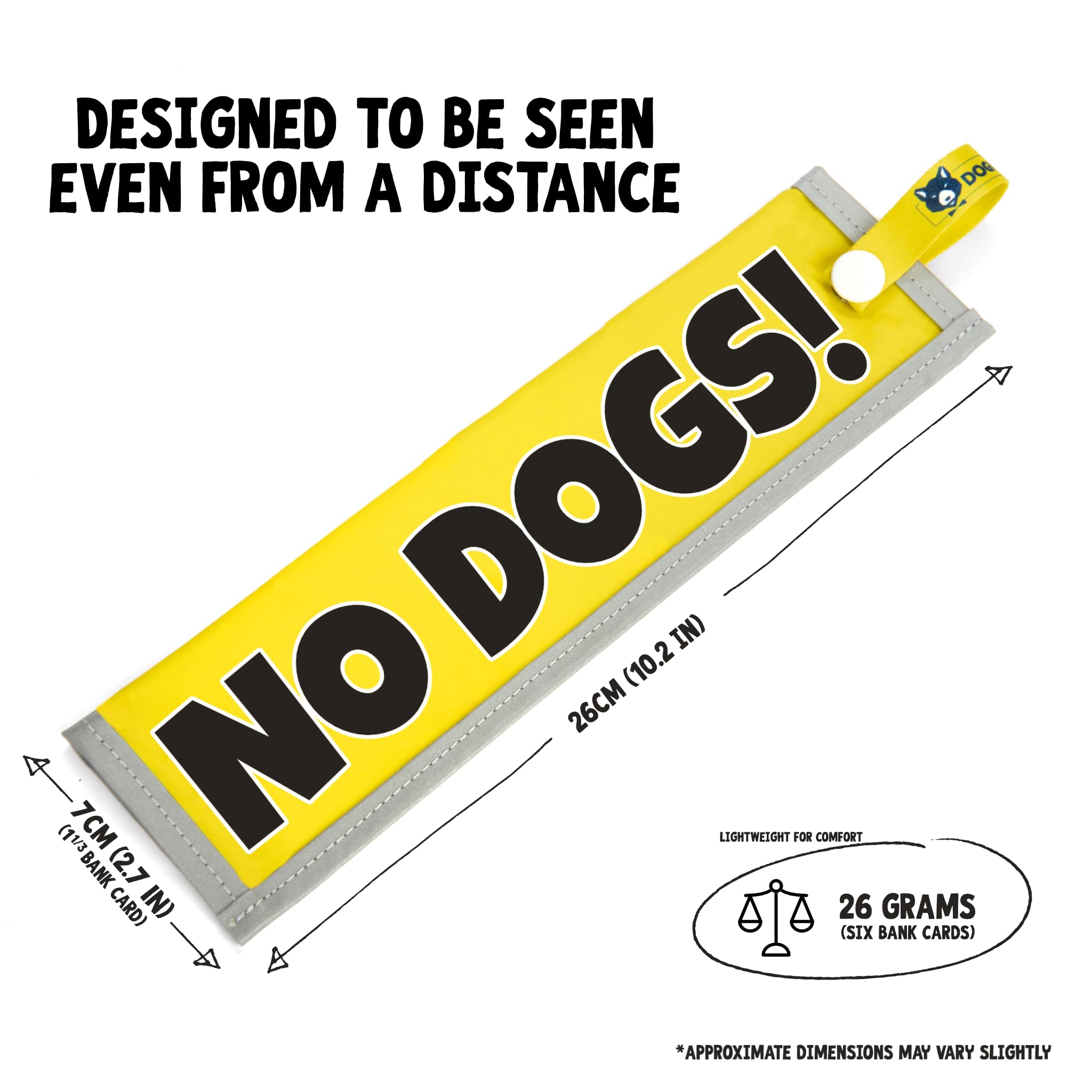 NO DOGS! Lead Sleeve, High Visibility Warning Wrap for Dog Walks, Large Bold Text Space Alert with Secure Snap Attachment - Image 4