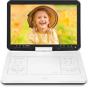 16.9'' Portable DVD Player with 6 Hrs Battery, 14.1'' HD Swivel Screen DVD Player Portable, New Screen Button Design, High Volume Speakers, Support Sync TV/Region Free/Multiple Discs, White asin的图片