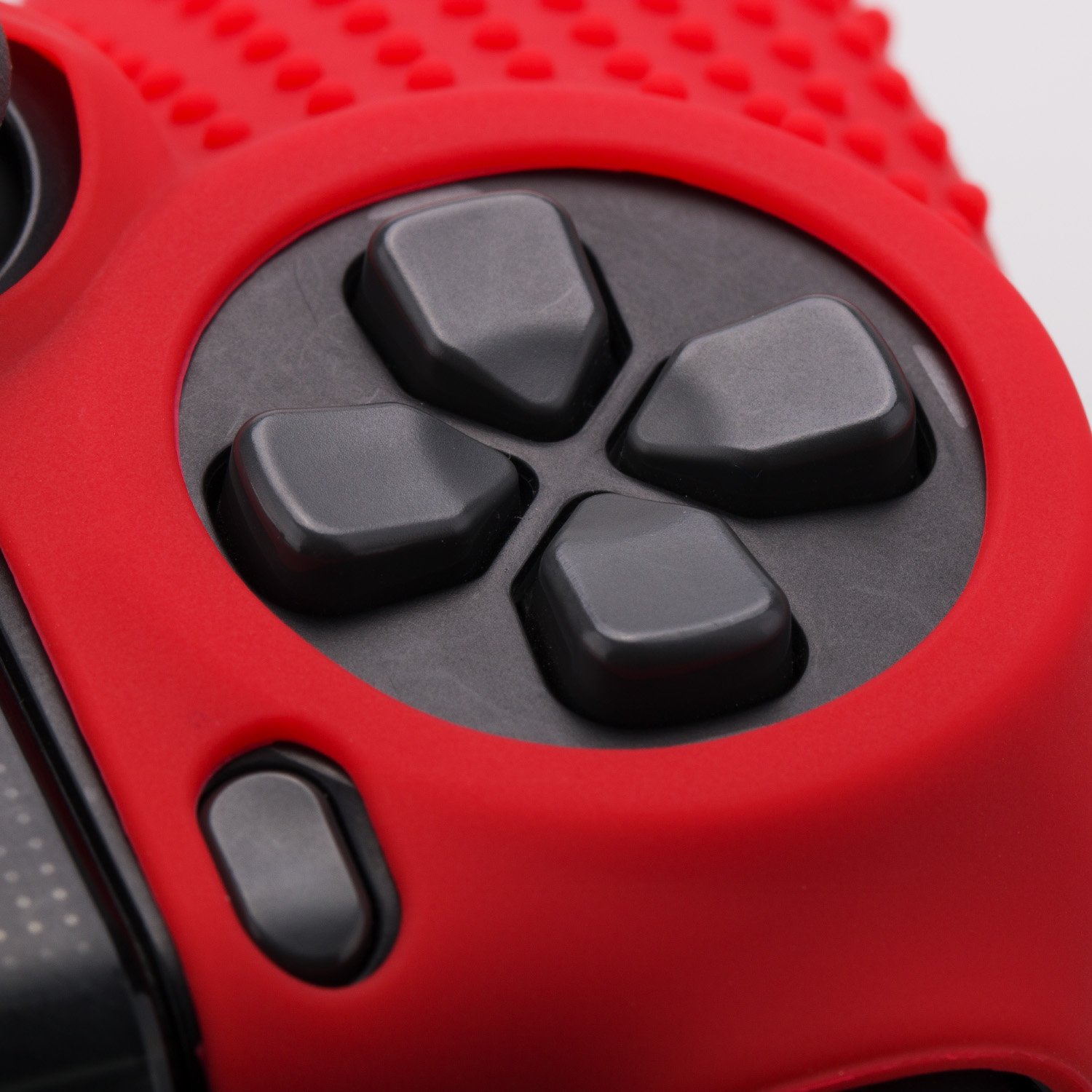 BORCHIE silicone custodie cover pelle antiscivolo per PS4 controller x 1 (rosso) + FPS PRO thumb grips pollice prese x 8