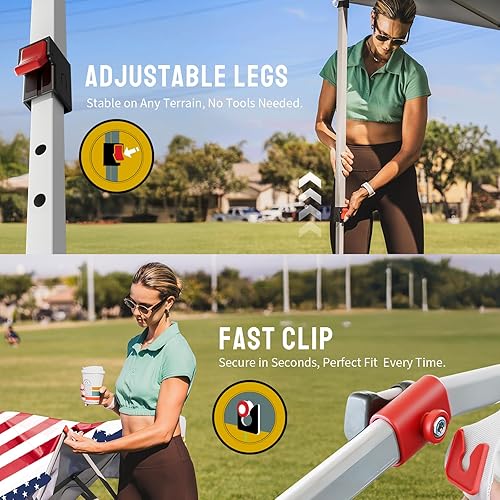 Miniatura 3 de CROWN SHADES Toldo desplegable de 10 x 10 pies – Tienda de campaña de playa con un solo empuje – Parasol al aire libre fácil para eventos, fiestas