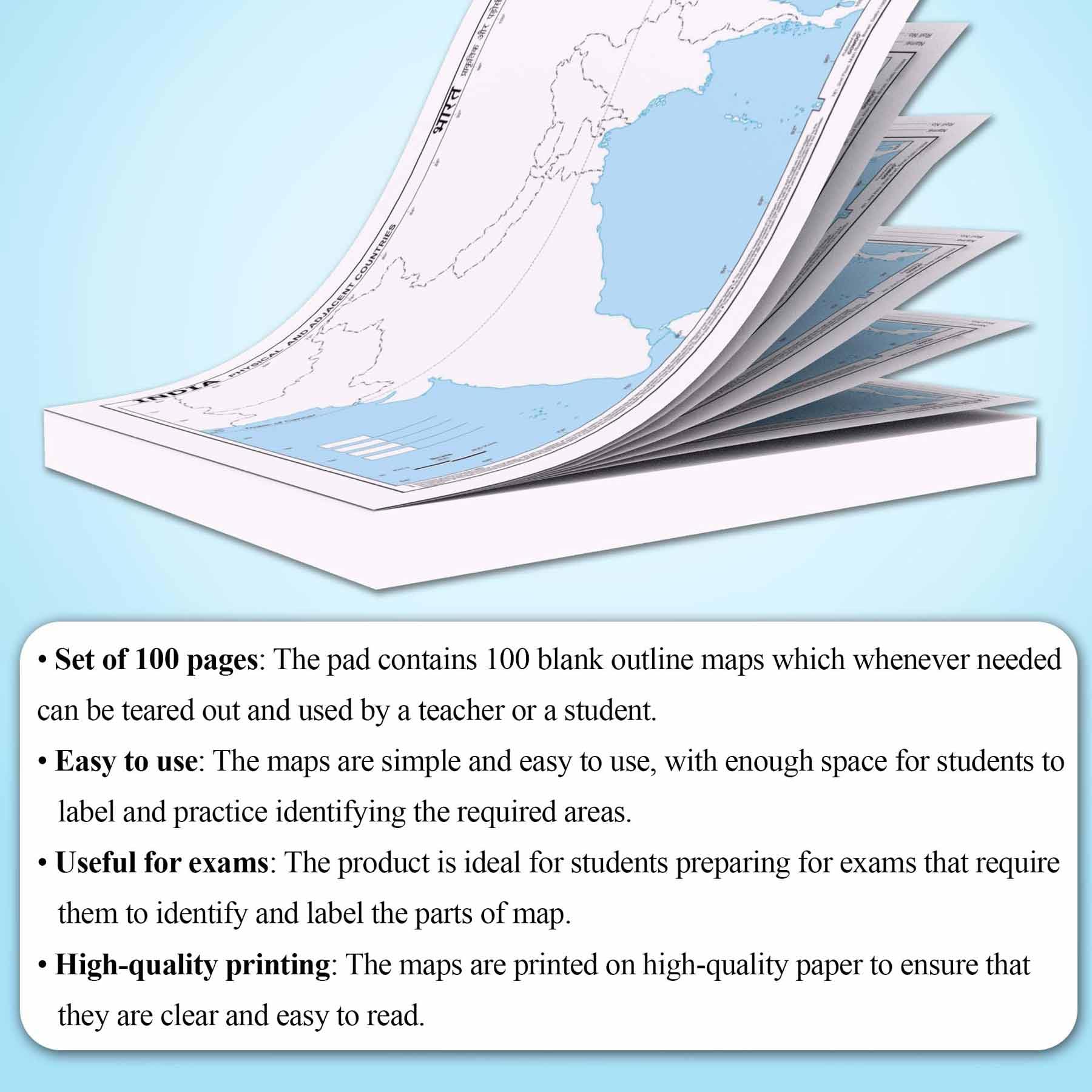 BIG - 100 INDIA POLITICAL OUTLINE MAP FOR SCHOOL and BIG - 100 INDIA PHYSICAL OUTLINE MAP FOR SCHOOL | Combo of 2 1
