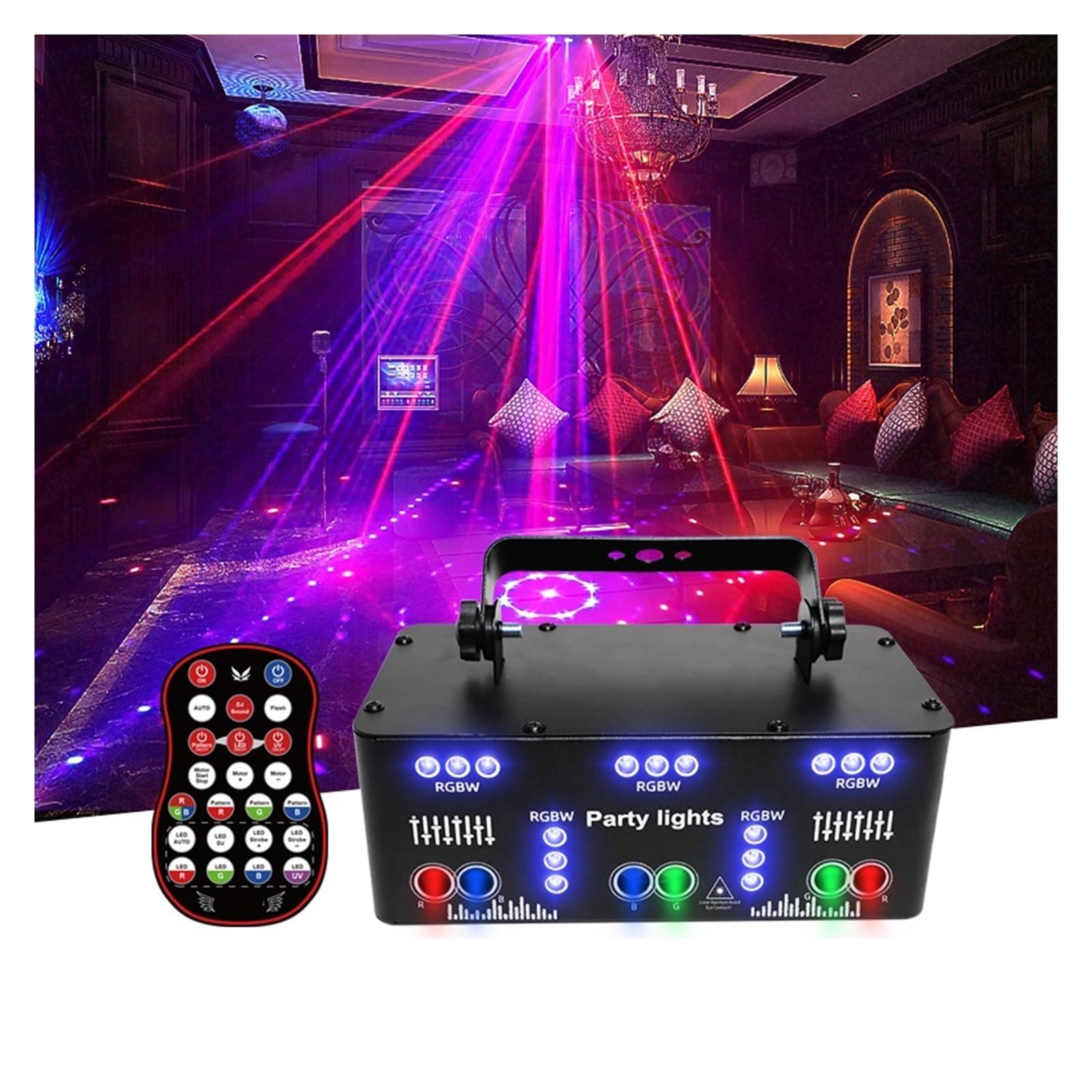 21 oczu RGB DJ światło dyskotekowe projektor z wiązką zdalny stroboskop sceniczny czarny efekt świetlny Xmas Club Party Holiday Halloween Na imprezy i do klubów