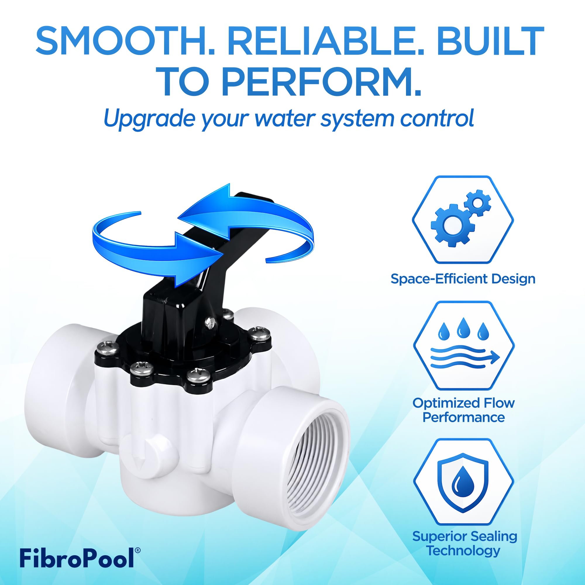 Fibropool Válvula de piscina desviadora de 3 vías 1 1/2 hembra roscada
