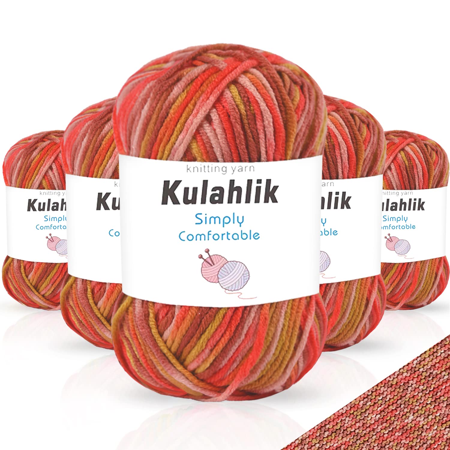 250g(5x50g) Acrylic Yarn for Crochet/Knitting, Colorful Gradient Yarn Thread, 5 Rolls Skeins, Perfect for Any Knitting Crochet and Crafts Mini Project — view 92