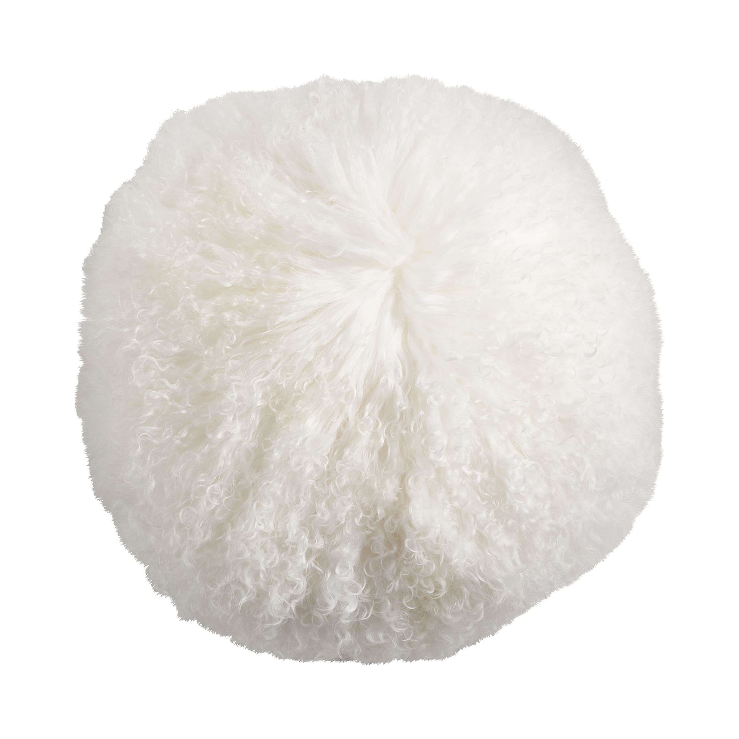 SARO LIFESTYLE 100% Wool Mongolian Lamb Fur Throw Pillow with Poly Filling, 13", Ivory