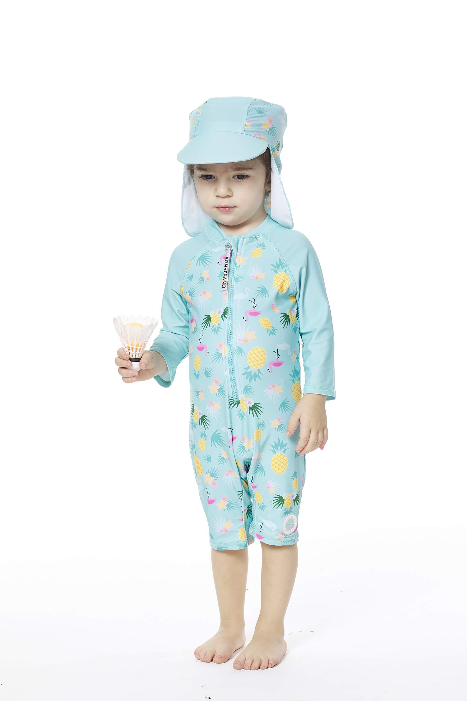 BONVERANO Baby Mädchen Badeanzug EIN stück 3/4 der ärmellänge UV-Schutz 50+ Kleidung MIT Einem Reißverschluss…