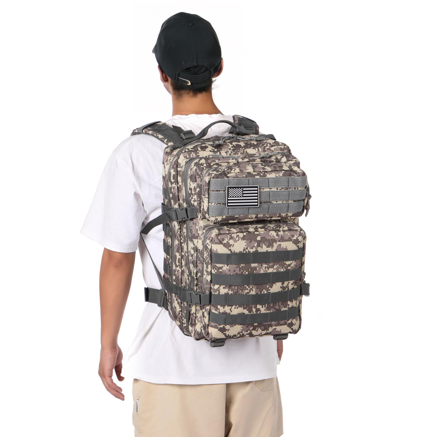 Sac à dos de pêche de 50 litres imperméable en nylon durable, sac à dos de sport tactique militaire en plein air Sac à dos de randonnée décontracté