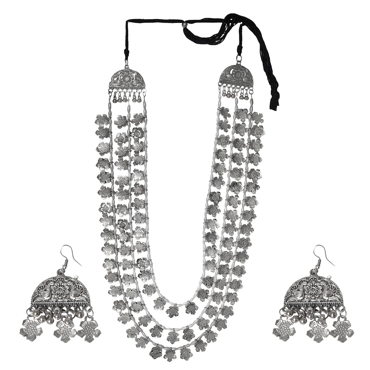 See full amazon price history chart for TEEJH Faiza Silver Oxidised Floral Long Necklace Set For Women TEEJH Faiza Silver Oxidised Floral Long Necklace Set For Women (B09J573XFY) Amazon Price History, Amazon Price Tracker