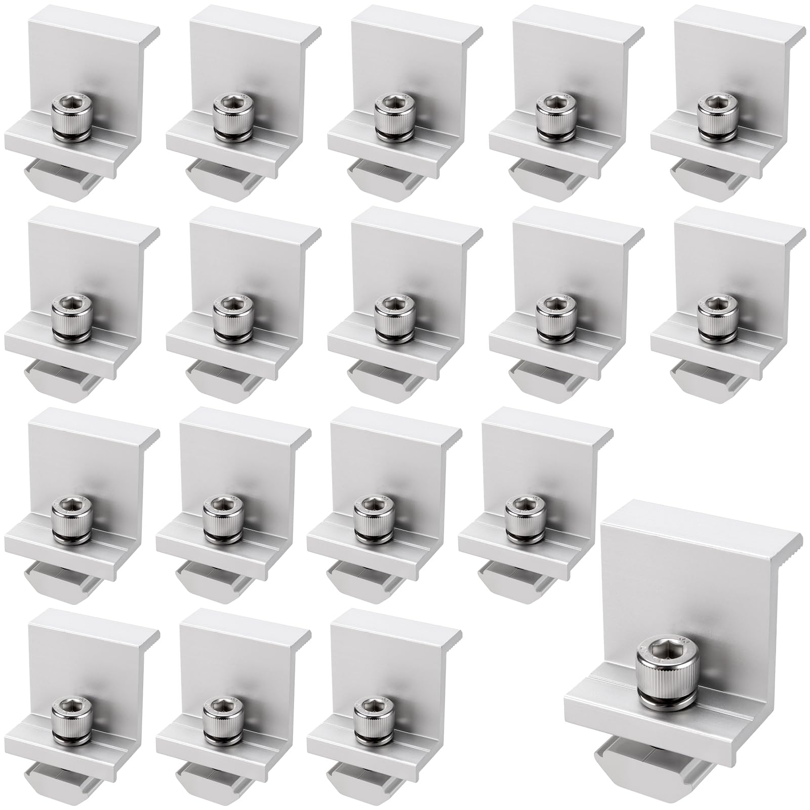 SINJEUN Lot de 18 supports de fixation pour panneau solaire - Alliage d'aluminium argenté 30-35 mm - Pour camping-car, toit, bateau